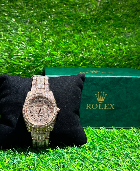 Iced rolex watch for ladies