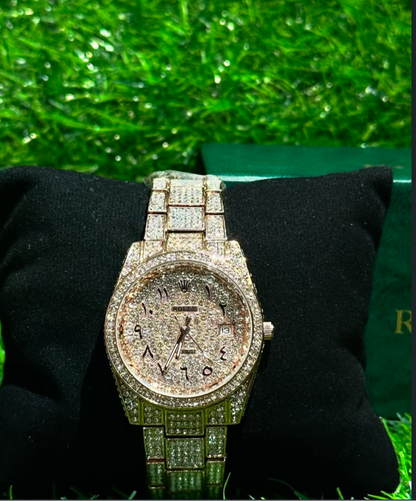 Iced rolex watch for ladies